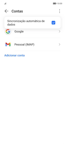 Prima Sincronização automática de dados para ativar ou desativar a função.