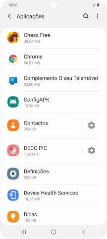 Prima a app pretendida.