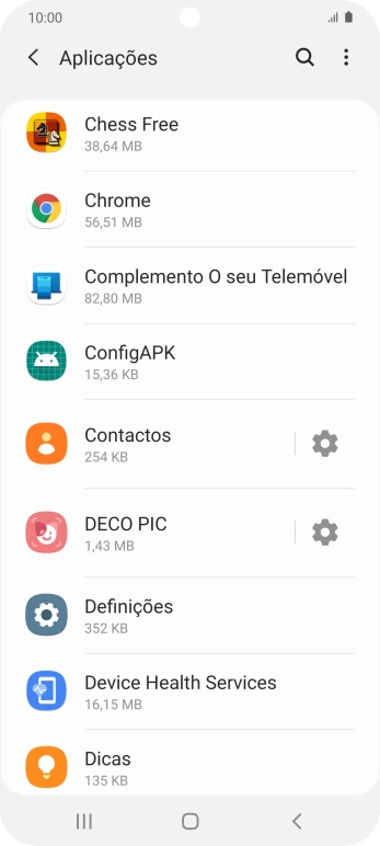 Prima a app pretendida.
