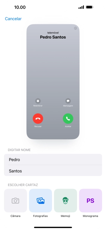 Prima a categoria pretendida e siga as indicações no ecrã para escolher e definir a fotografia pretendida para o seu cartaz de contacto.
