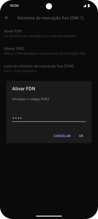 Introduza o código PIN2 e prima OK.