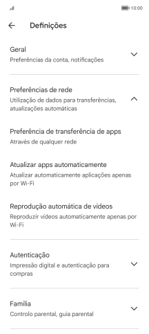 Prima Atualizar apps automaticamente.