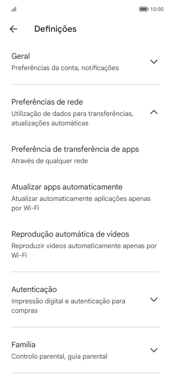 Prima Atualizar apps automaticamente.