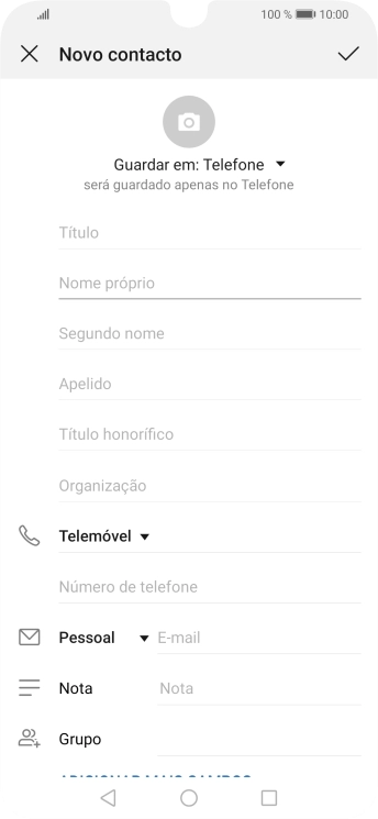 Prima Nome próprio e introduza o nome pretendido.