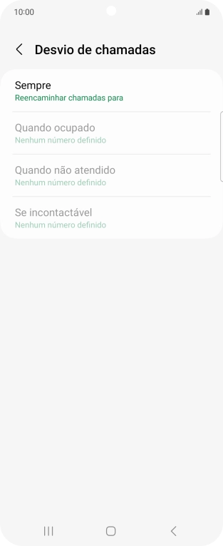 Prima o tipo de desvio pretendido.