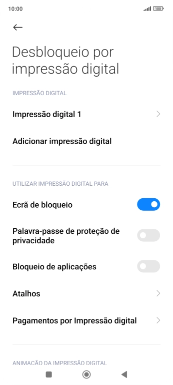 Prima os indicadores junto às definições pretendidas para as ativar ou desativar.