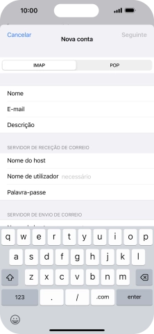 Prima Nome de utilizador e introduza o nome de utilizador da sua conta de e-mail na Vodafone.