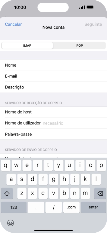 Prima Nome de utilizador e introduza o nome de utilizador da sua conta de e-mail na Vodafone.