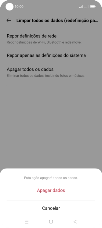 Prima Apagar dados.