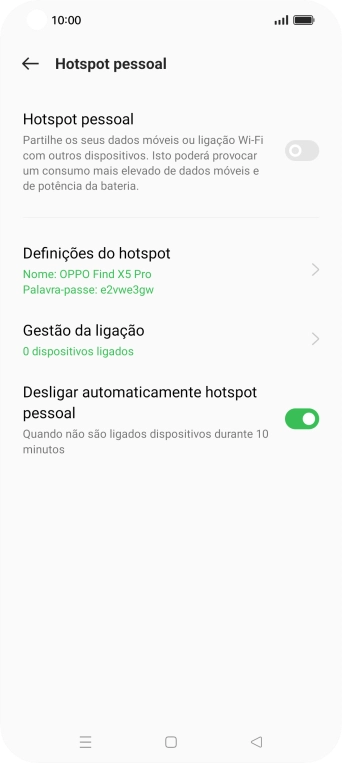 Prima Definições do hotspot.