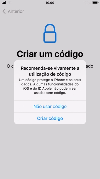 Se desativar a função, prima Não usar código.