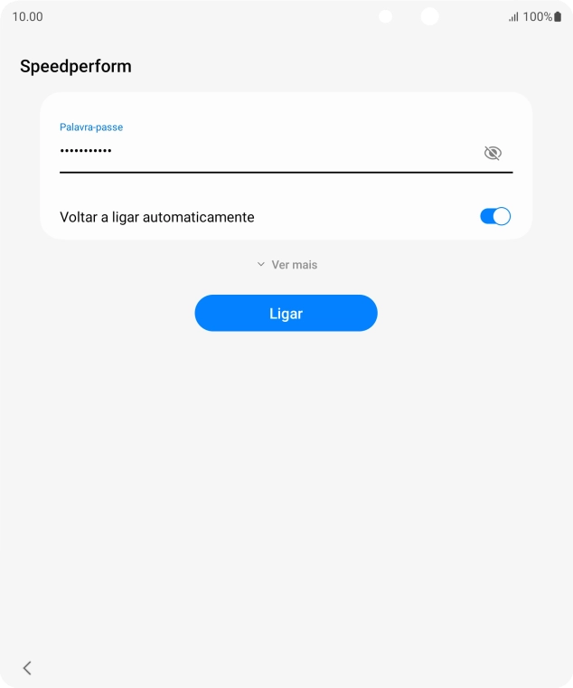 Introduza a password da rede Wi-Fi e prima Ligar.