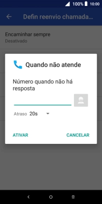 Introduza 123 e prima ATIVAR.