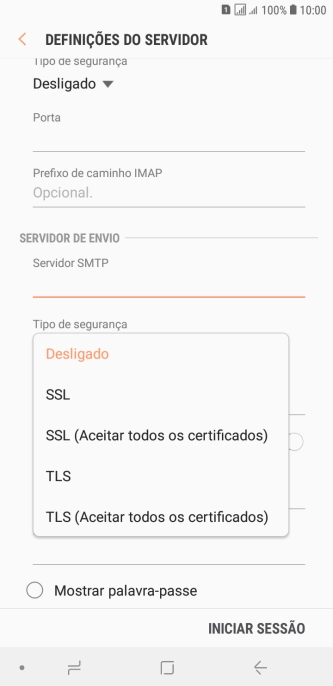Prima TLS para ativar a função.