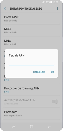 Introduza default e prima OK.