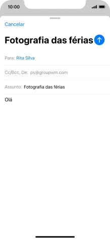 Mantenha premido o campo de escrita até aparecer um menu no ecrã.