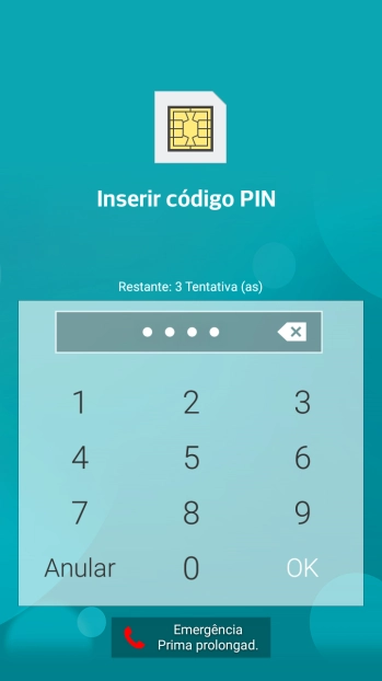 Se solicitado, deve introduzir o código PIN e premir OK.