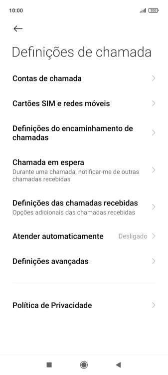 Prima Definições do encaminhamento de chamadas.