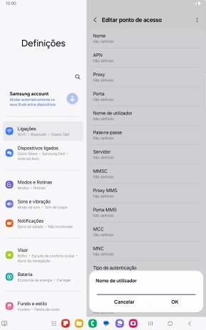 Introduza vodafone e prima OK.
