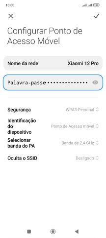 Prima Palavra-passe e introduza a password pretendida.