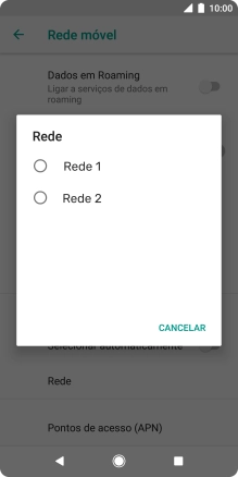 Prima a rede pretendida.