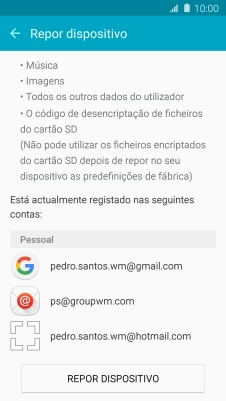 Prima REPOR DISPOSITIVO.