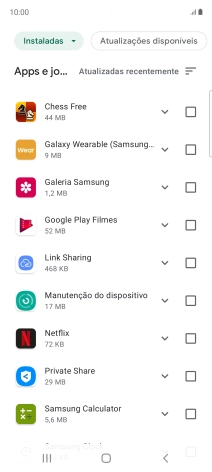 Prima o campo junto à app pretendida.