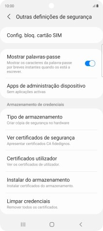 Prima Config. bloq. cartão SIM.
