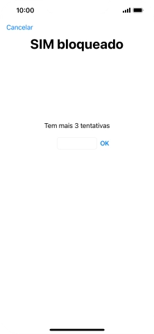 Se o cartão SIM estiver bloqueado, deve introduzir o código PIN e premir OK.