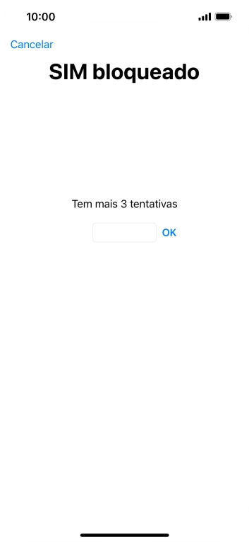 Se o cartão SIM estiver bloqueado, deve introduzir o código PIN e premir OK.