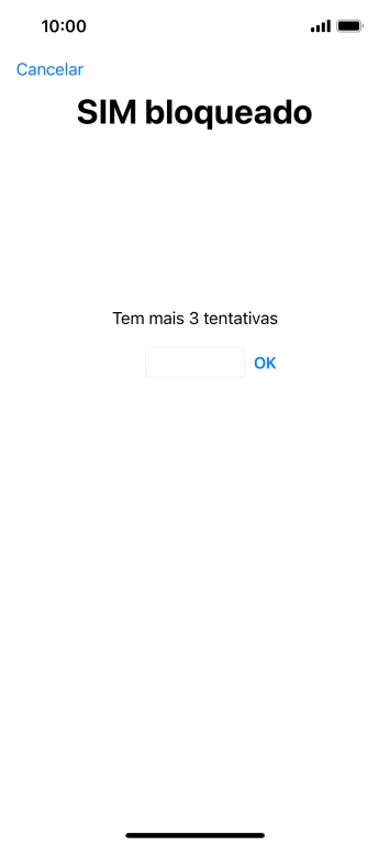 Se o cartão SIM estiver bloqueado, deve introduzir o código PIN e premir OK.