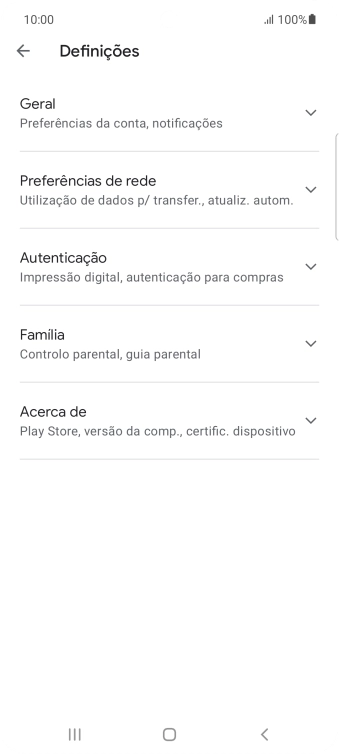 Prima Preferências de rede.