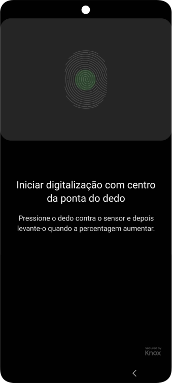 Siga as indicações no ecrã para definir a impressão digital como código de bloqueio.