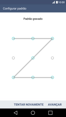Deslize o dedo no ecrã ligando pelo menos quatro pontos e prima AVANÇAR.