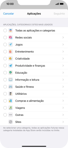 Prima as categorias pretendidas.