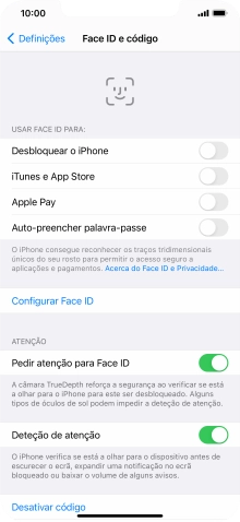 Prima Desativar código, e introduza o código de bloqueio.
