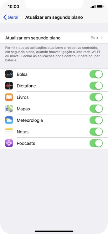 Prima Atualizar em segundo plano.