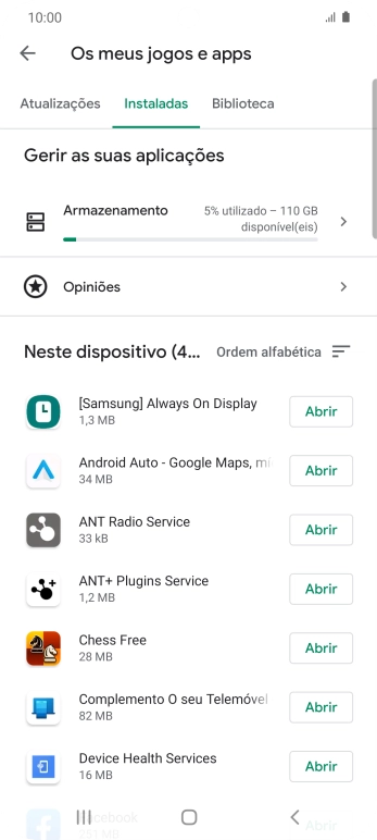 Prima a app pretendida.
