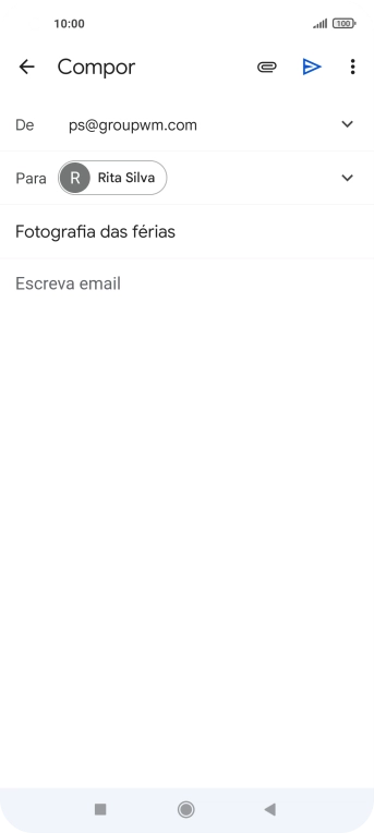 Prima o campo de escrita e escreva o texto do e-mail.