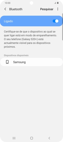 Prima o dispositivo Bluetooth pretendido e siga as indicações no ecrã para emparelhar o dispositivo pretendido com o telefone.
