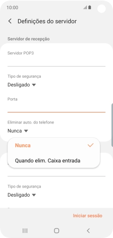 Prima Nunca para manter os e-mails no servidor quando estes são apagados no telefone.