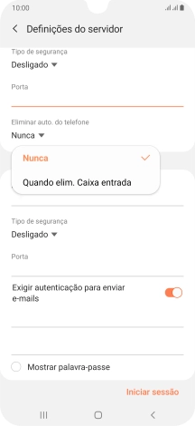 Prima Nunca para manter os e-mails no servidor quando estes são apagados no telefone.