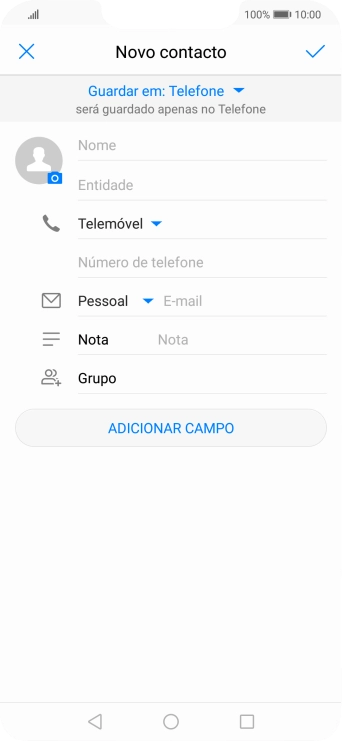 Prima a lista suspensa da lista de contactos.