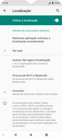 Prima Acesso das apps à localização.