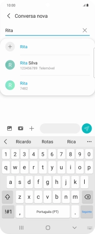 Prima o contacto pretendido.