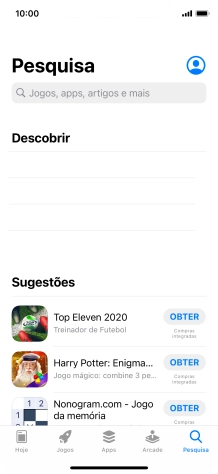 Prima o campo de pesquisa e introduza o nome ou categoria da app pretendida.