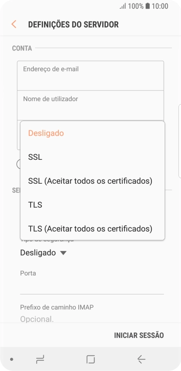 Prima Desligado para desativar a função.