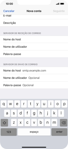 Prima Nome do host e insira smtp.vodafone.pt.