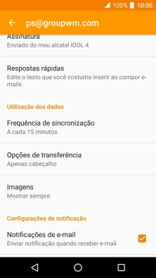 Prima Notificações de e-mail para ativar ou desativar a função.