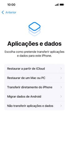 Prima Não transferir aplicações e dados e siga as indicações no ecrã para terminar a ativação.
